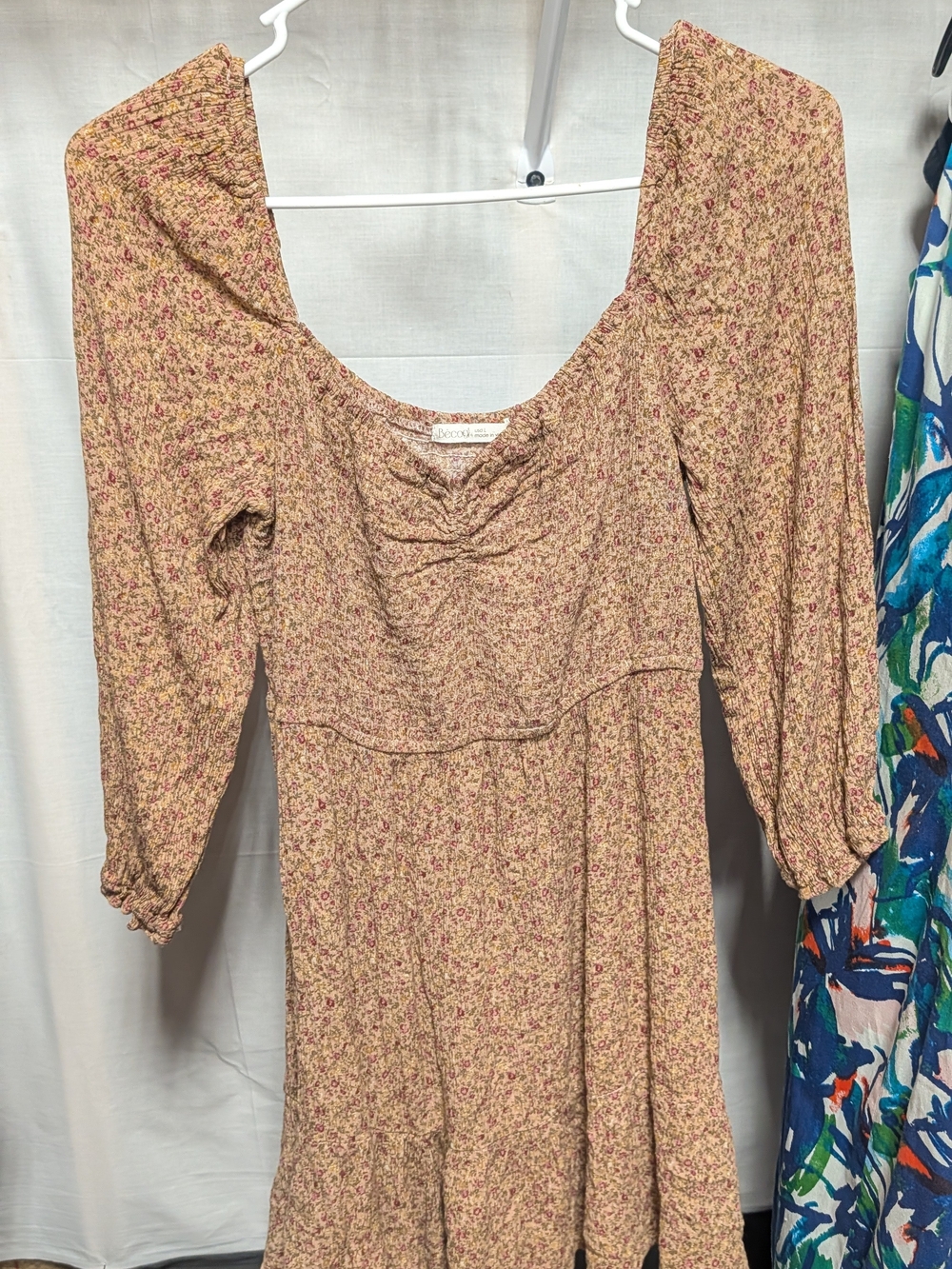 BE COOL Pink Floral Square-Neck Midi Dress